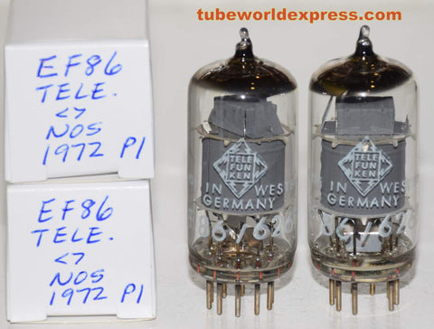 (!!!!) (2nd Best Pair) EF86 Telefunken Germany <> bottom NOS gray shield 1972 1-2% matched (3.0ma and 3.1ma) (U67 Neumann, Lawson, Soundelux, Manley)