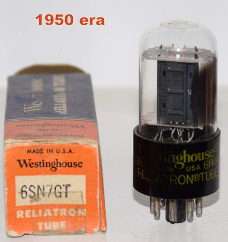 (!) 6SN7GT Westinghouse USA black plates NOS 1950 era (7.0/11.0ma)