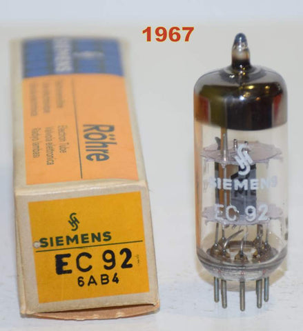(!!!) (Recommended Single) EC92=6AB4 Siemens Halske NOS 1967 (9.2ma)