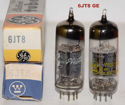 (!) (PAIR) 6JT8 GE NOS, 1 tube branded Westinghouse NOS (1.3/27ma and 1.2/27.5ma)