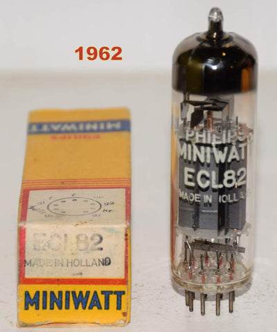 (!!) (SINGLE) 6BM8=ECL82 Philips Miniwatt Holland made in Belgium NOS 1962 (2.0ma/41ma)