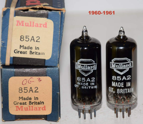 (PAIR) 85A2=0G3 Mullard UK NOS 1960-1961 (1 pair)