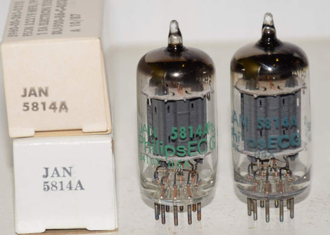 (!!!!) (Best Pair #1) 5814A Philips JAN NOS 1985-1987 (9.2/9.8ma and 9.1/10.2ma) 1-3% matched (close Gm)
