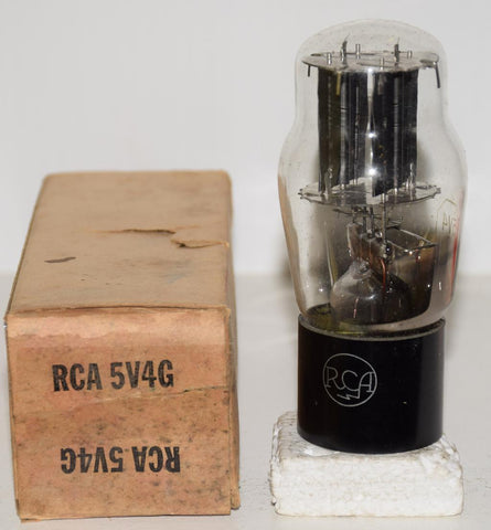 (!!!!) (Best 5V4G Single) 5V4G RCA black plates NOS 1940's (58/40 and 58/40) 1% section balance (2nd best to GZ32 Mullard)