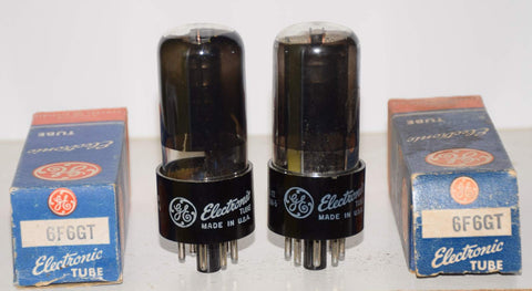 (!!!) (Best Pair) 6F6GT GE coated glass NOS 1951-1952 (36ma and 39.5ma)