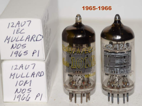 (!!!!!) (Best Pair 1960's) 12AU7 Mullard UK NOS 1965-1966 same build (10.2/12.4ma and 10.6/12.0ma) (Rogue, Hovland, Audio Note)