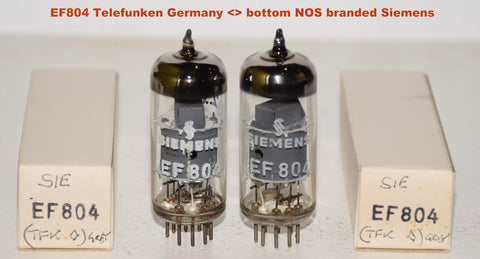 (!!!) (Best Value PAIR) EF804 Telefunken Germany <> bottom NOS 1960's rebranded Siemens 1977 (2.6/2.7ma) (same Gm)