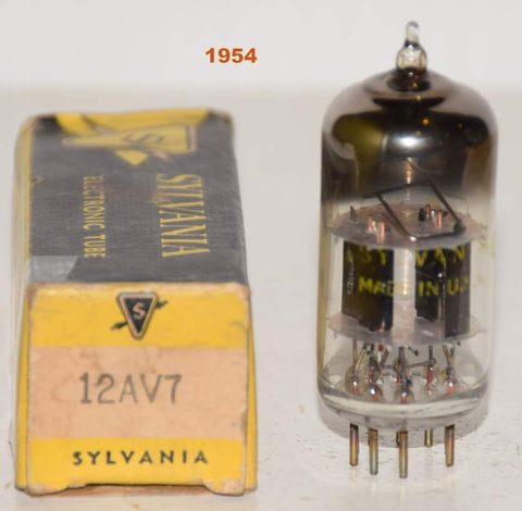 (!!) (Single) 12AV7 Sylvania black plates D getter NOS 1954 (17.2/20ma)