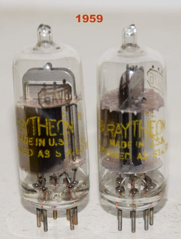 (!) (PAIR) 6AV6 Raytheon NOS 1959 (1.0ma and 0.9ma) (same Gm)