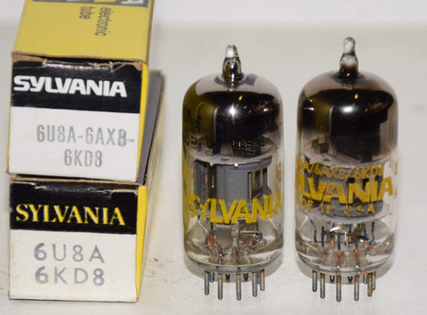 (!!!!) (Recommended Pair) 6U8A Sylvania Gold Brand NOS 1970 era (17.0/16.4ma and 10.2/10.4ma)