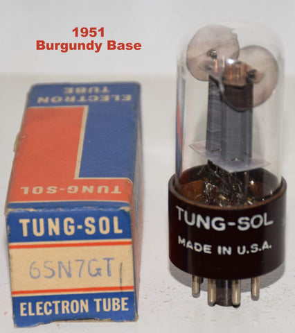 (!!!) (Best Single) 6SN7GT Tungsol parallel gray plates NOS 1953 burgundy base (9/10ma)