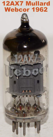 (!!!!) (Best Value Single) ECC83=12AX7 Mullard Webcor ribbed plates used/very good 1962 (161 series) (1.0/0.9ma and Gm=1500/1500) 1-3% section balance