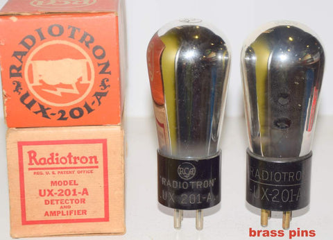(!!) (Recommended Pair) UX-201-A RCA Radiotron Balloon NOS and like new 1930 era (2.6ma and 2.6ma)