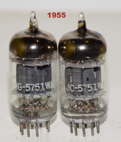 (!!!!!) (Best Pair) JG-5751WA GE gray plates triple mica U getter like new 1955 (2.3/2.1ma and 2.2/2.1ma)