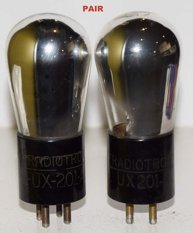 (!!!) (PAIR) UX-201-A Radiotron Balloon used/good brass pins 1930's (2.3ma and Gm=700 x 2 tubes)