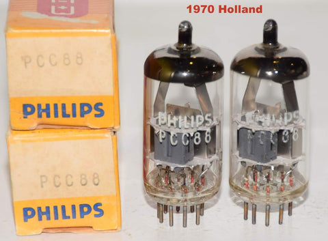 (!!!!!) (Best Audio Pair) PCC88=7DJ8 Philips Holland NOS 1970 (12.2/12.5ma and 12.6/13.5ma) (Similar sound to 6DJ8 Holland)