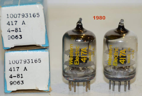 (!!!!) (BEST PAIR) 417A Western Electric NOS 1980 (42.5ma and 43ma)