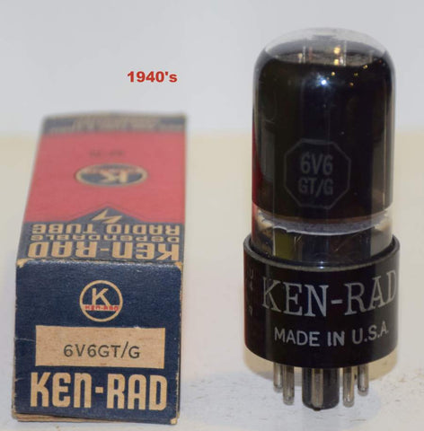 (!!!!!) (Single) 6V6GT Ken Rad coated glass NOS 1940's (40.5ma)