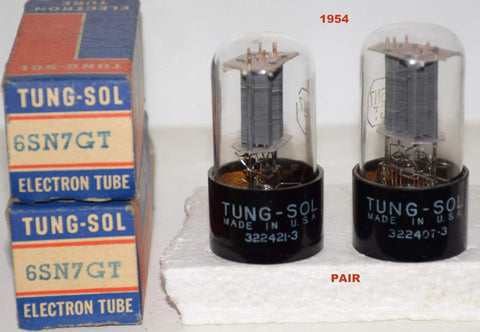 (!!!!!) (Best Pair) 6SN7GT Tungsol parallel gray plates 1954 (8.7/7.5ma and 8.0/7.5ma) (very close Gm) (Cary, Rogue)