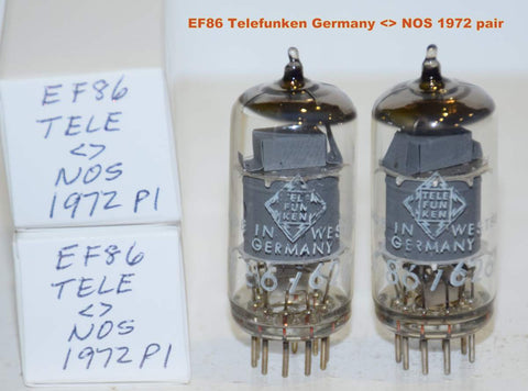 (!!!!!) (Best Overall Pair) EF86 Telefunken Germany <> bottom gray shield 1972 NOS in white boxes (2.9/2.9ma) 1-2% matched