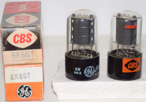 (!!!!) (Recommended Pair) 6K6GT RCA black plate NOS 1960-1967 same build (43.2ma and 46.4ma)