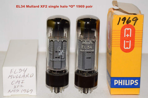 (!!!!!) (Best Pair) EL34 Mullard UK branded CMI and Philips XF2 single halo 