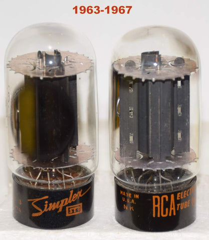 (!!!!) (Recommended Pair) 6L6GC RCA and RCA Simplex black plate used/good 1960's (61ma and 59ma) (same Gm)