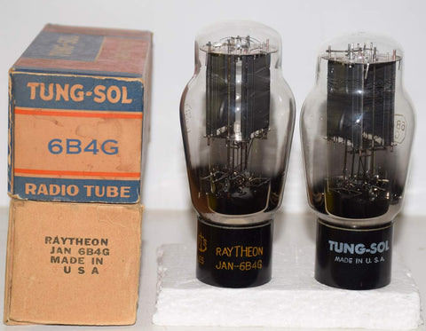 (!!!!) (Pair) 6B4G Raytheon NOS 1940's - 1 tube branded Tungsol - same build - separate plates (82ma and 83ma)