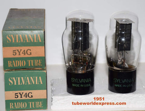 (!!) (Best Overall Pair) 5Y4G Sylvania NOS 1951 (57-52/40 and 56-52/40) (rare)