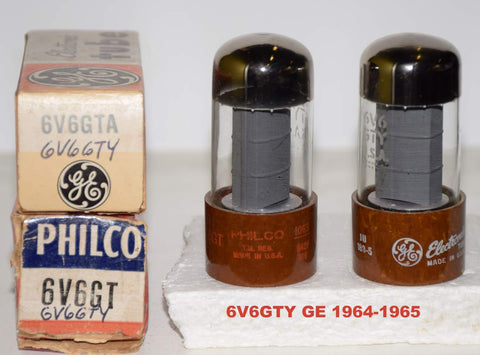 (!!!) (Recommended Pair) 6V6GTY GE brown base NOS 1964-1965 (44ma and 43ma)