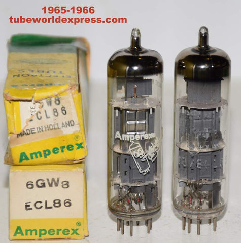 (!!) (Recommended Pair) ECL86=6GW8 Amperex Bugle Boy Holland NOS 1965-1966 (1.6/1.2ma and 33/33ma)