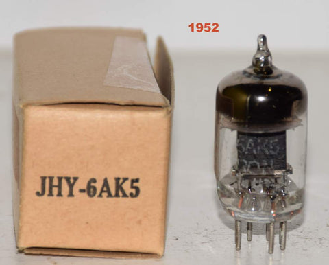 JHY-6AK5 Hytron black plate NOS 1952 faded printing (7.5ma)