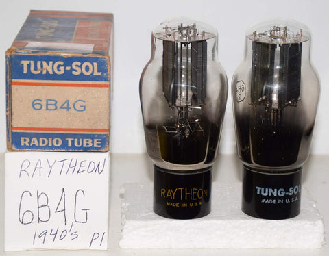 (!!!!) (Pair) 6B4G Raytheon NOS 1940's - 1 tube branded Tungsol - same build - separate plates (86ma and 92ma)