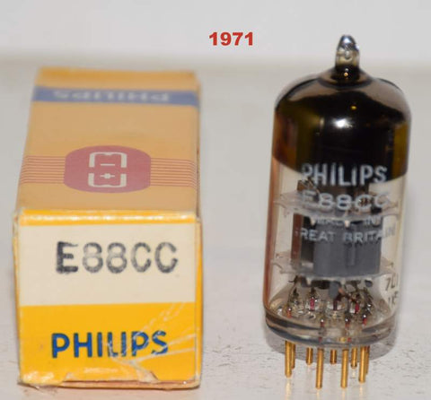 (!!!!) (Recommended Mullard) E88CC=6922 Philips SQ England NOS 1971 (10.5/12.4ma) (Sweet, beautiful midrange, low noise)