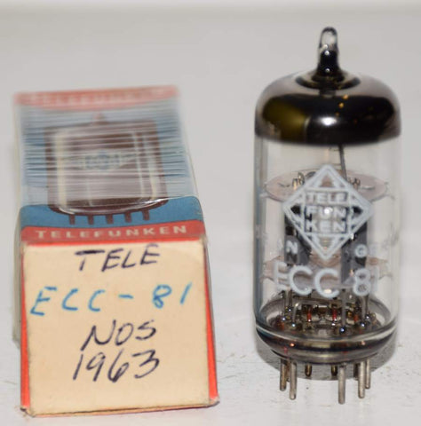 (!!!) (Single) ECC81=12AT7 Telefunken Germany <> bottom NOS 1963 (6.8ma/7.6ma) (recommended for mic)
