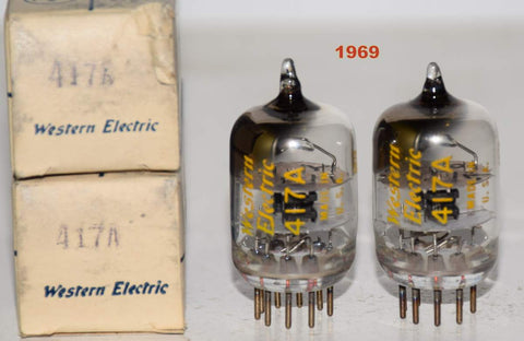 (!!!!) (Recommended Pair) 417A Western Electric NOS 1969 (28ma and 33ma)