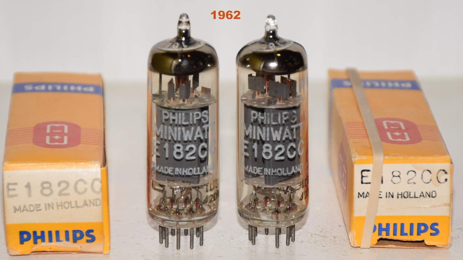 Paire De Tubes NOS E180CC Philips Miniwatt D-foil Getter - Code Delta - Testés