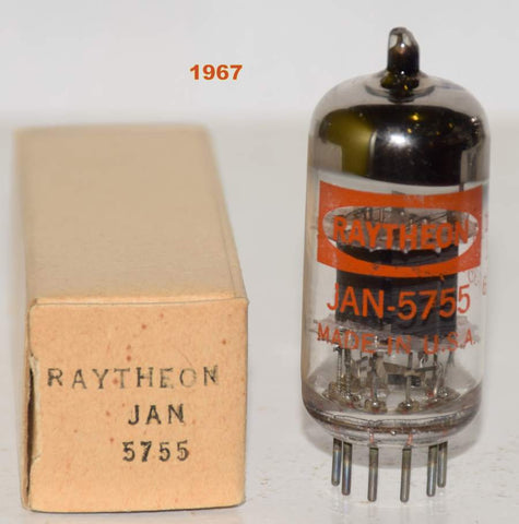 (!!) (Single) JAN-5755 Raytheon Black Plates NOS 1967 (1.6/2.0ma)