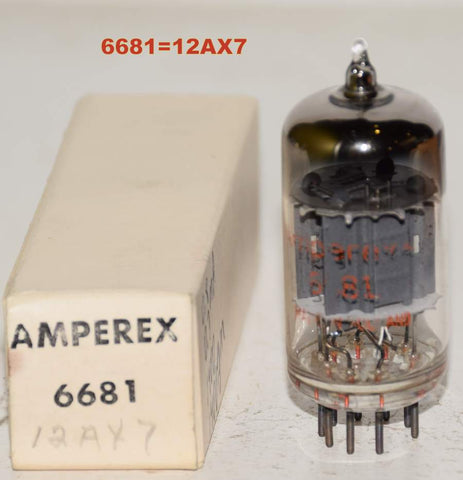 (!!!) (Best Value) 6681=12AX7 Hitachi Japan branded Amperex NOS 1970's (Gm=1400/1400 and 0.8/0.7ma)