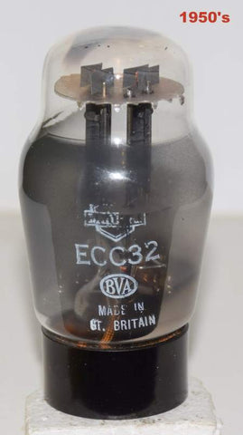 (!!!!) (Recommended Single) CV181=ECC32 Mullard black base black plates used/tests like new 1950's (6.4/6.5ma)