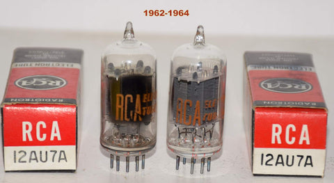 (!!!!) (Best Pair) 12AU7A RCA clear top NOS 1960's (10/8.5ma and 9.4/8.8ma) (same Gm)