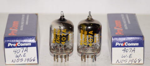 (!!) (Best Pair #2) 407A Western Electric D getter NOS 1966-1968 (40-40/26 and 42-43/26) 1-5% section balance