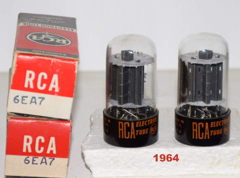 (!!!!) (Best Pair) 6EA7 RCA black plates NOS 1964 (2.4/40.4ma and 2.4/36ma)