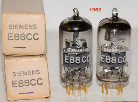 (!!!!) (Best Overall Pair - A0 Series) 6922=E88CC Siemens Halske Germany gray shield NOS 1962 (18/15ma and 18.4/15.5ma) (Best Overall 6922 Pair) (Phono grade)