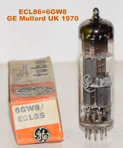 (!!) (Best Value) ECL86=6GW8 Mullard UK branded GE NOS 1970 faded printing (1.5ma and 43.5ma)
