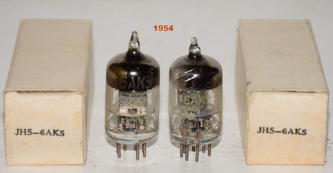 (!!!!) (1 Pair) JHS-6AK5 Sylvania NOS 1954 (8.5ma and 9.6ma)