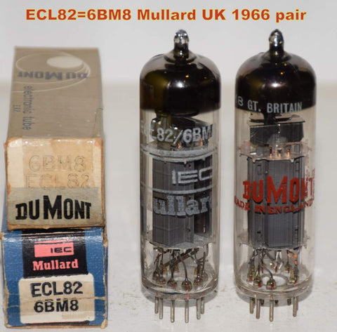 (!!!) (BEST MULLARD PAIR) ECL82=6BM8 Mullard UK NOS one tube branded Dumont 1966 (2.0/32ma and 2.2/31ma)