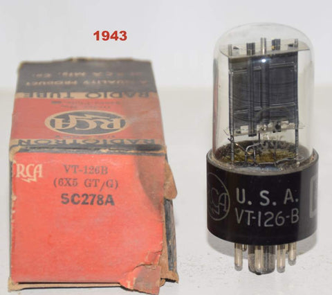 (Best Price) 6X5GT=VT-126B RCA black plates NOS 1943-1945 era (10 in stock)