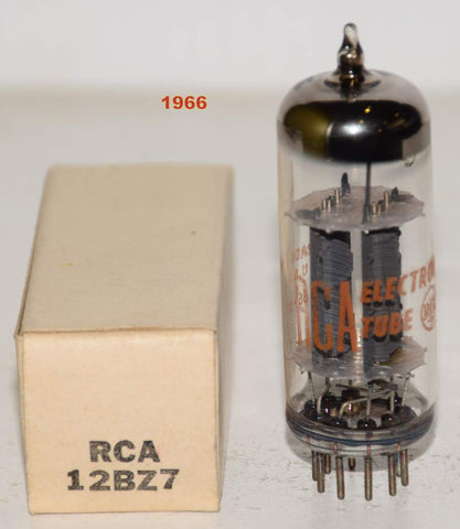 (!!) (slightly microphonic single) 12BZ7 RCA gray plates NOS 1966 (2.3/3.0ma)