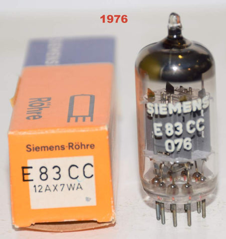 (!!!!) (Single) E83CC=12AX7 Siemens Halske Germany NOS 1976 (0.7/0.9ma and Gm=1400/1600)